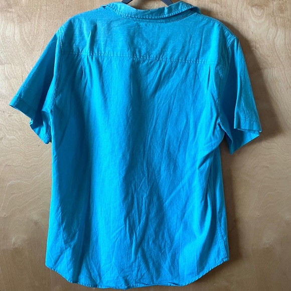 Modern Amusement Blue Button Down w/ Aztec Pocket - Picture 2 of 3